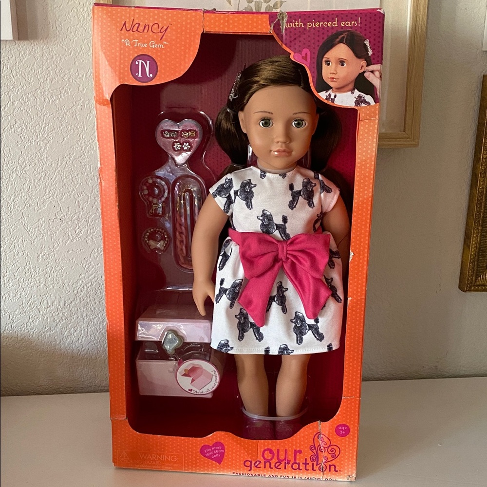 Our Generation 18" Doll with Jewelry Box & Pierced Ears - Nancy NWT
